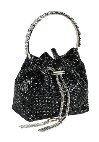 Jerusha Chain Metal Ring Handle Rhinestones Bucket Purse Bags