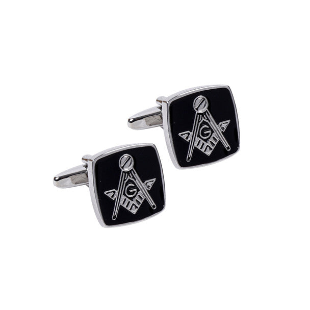 Silver and Black Masonic Cufflinks