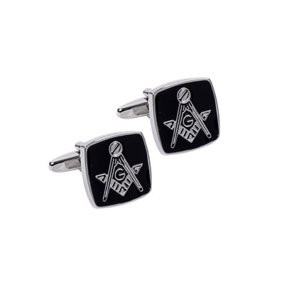 Silver and Black Masonic Cufflinks