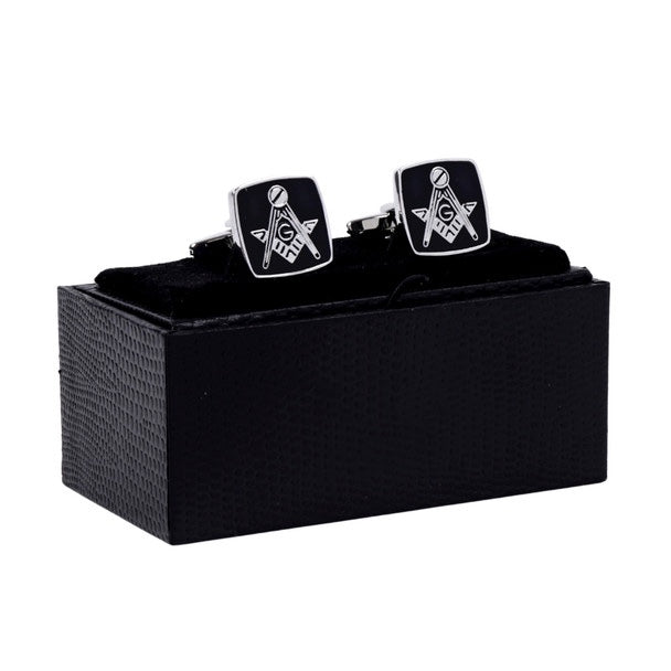 Silver and Black Masonic Cufflinks