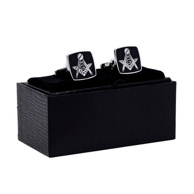 Silver and Black Masonic Cufflinks