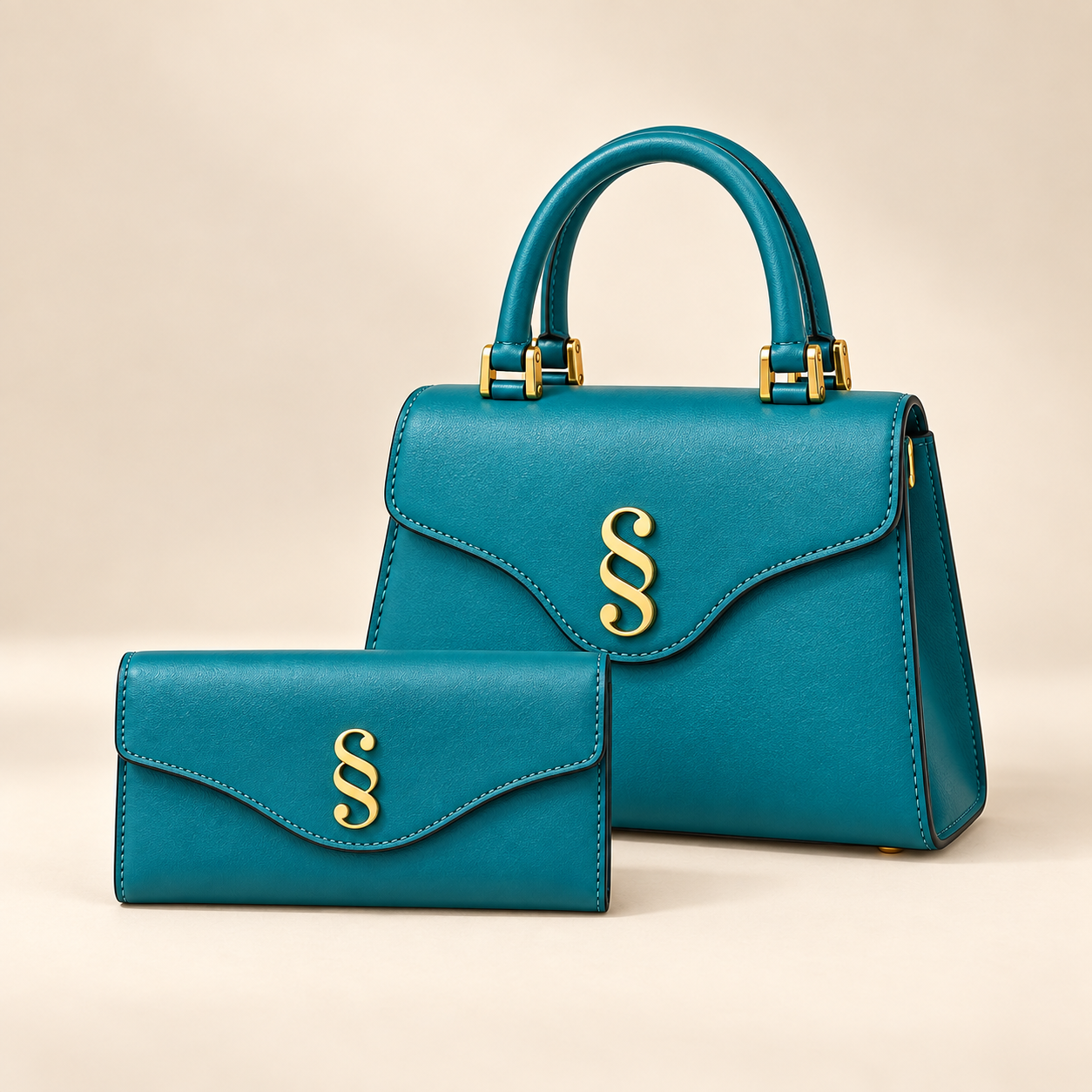 Monéa Johnell turquoise handbag with matching wallet from The Mavis Collection by Tamara Monea
